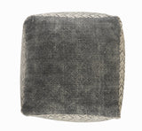 20" Cream Cotton Tribal Pouf Ottoman