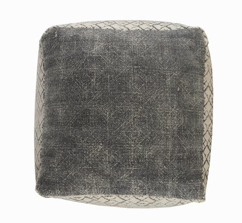 20" Cream Cotton Tribal Pouf Ottoman