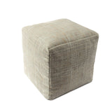18" Beige Abstract Pouf Ottoman
