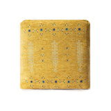 18" Yellow Abstract Pouf Ottoman