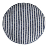18" Blue and White Cotton Striped Cylinder Pouf Ottoman