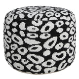 18" Black Cylinder Abstract Pouf Ottoman