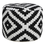 18" Black Cylinder Geometric Pouf Ottoman
