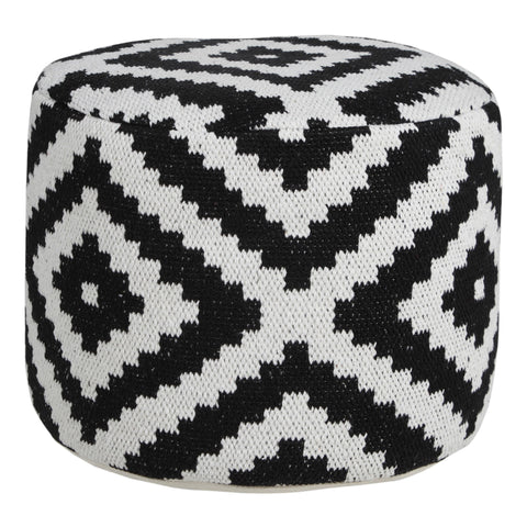 18" Black Cylinder Geometric Pouf Ottoman