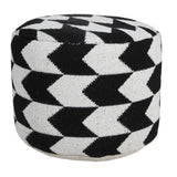 18" Black Cylinder Chevron Pouf Ottoman