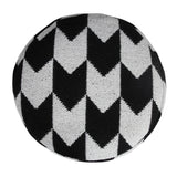 18" Black Cylinder Chevron Pouf Ottoman