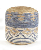 18" Blue Cylinder Geometric Pouf Ottoman