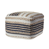 18" Tan Geometric Pouf Ottoman