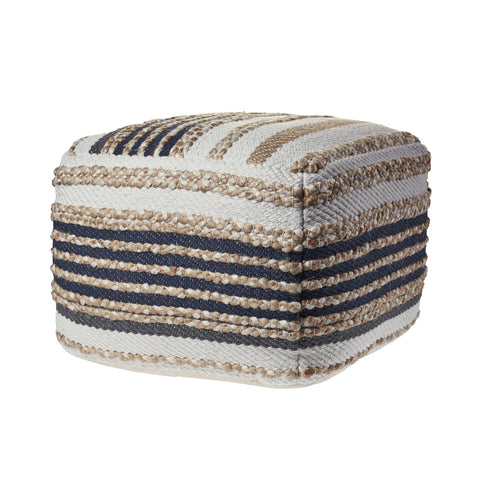 18" Tan Geometric Pouf Ottoman