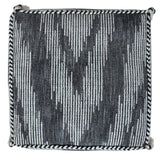 18" Gray Cotton Striped Pouf Ottoman