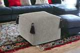 18" Gray Cotton Striped Pouf Ottoman