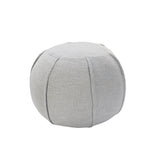 18" Gray Cotton Patchwork Round Pouf Ottoman