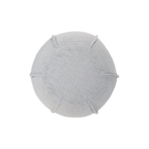 18" Gray Cotton Patchwork Round Pouf Ottoman