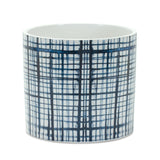 Set of Two White And Blue Ceramic Lattice 2 Ounce Round Pot Planters