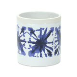 Set of Two White And Blue Ceramic 5 Ounce Abstract Round Pot Planters