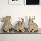 Set of Three 7" Stone Cement Rabbit Figurine Tabletop Sculpture
