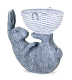 7" Gray And White Polyresin Rabbit Statue Tabletop Sculpture