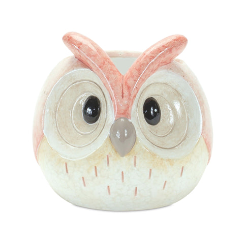 Set of Three 4" Blue And Gray Resin Owl Figurine
