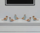 Set of Six 3" Blue And Brown Polyresin Bird Figurine Tabletop Sculpture