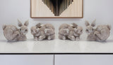 Set of Four 4" Gray and Brown Polyresin Rabbit Figurine Tabletop Sculpture