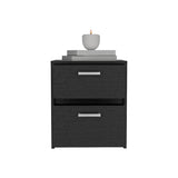 19" Black Wood Two Drawer Nightstand