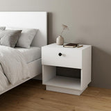 20" White Wood One Drawer Nightstand