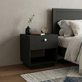 20" Black Wood One Drawer Nightstand