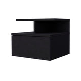 12" Black Wood One Drawer Nightstand with Integrated Tech