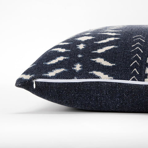 20" Blue and White Cotton Pillow