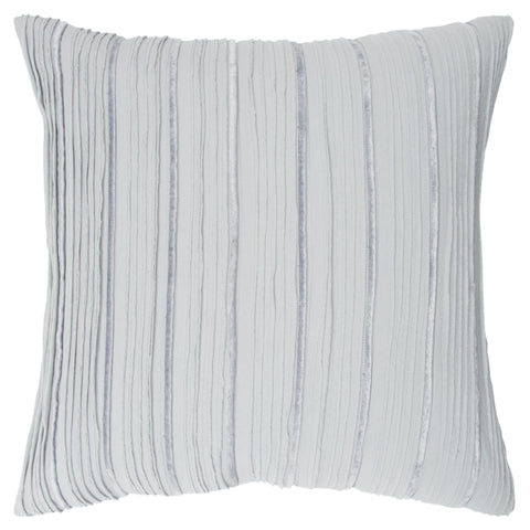 20" Light Blue Striped Cotton Blend Throw Pillow