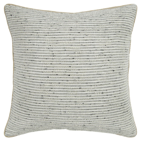 20" Gray And Blue Striped Cotton Throw Pillow Cover