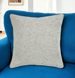 20" Gray and Cream Striped Cotton Throw Pillow