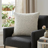20" Gray and Cream Striped Cotton Throw Pillow