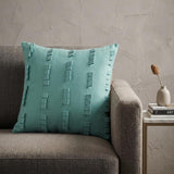 20" Aqua Striped Cotton Throw Pillow