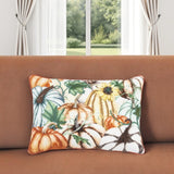 14" X 20" Orange and Ivory Thanksgiving Cotton Pillow With Embroidery Edges