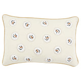 14" X 20" Beige and White Christmas Cotton Pillow With Applique, Embroidery Edges