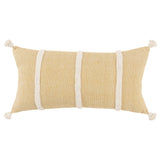 14" X 14" Yellow and White Cotton Pillow With Tassels Edges