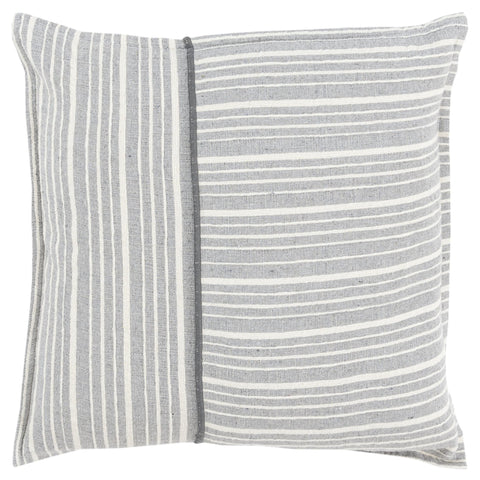 20" Gray And Ivory Cotton Throw Pillow