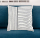 20" Gray And Ivory Cotton Throw Pillow
