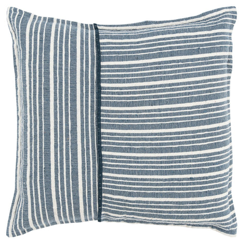 20" Blue and White Cotton Pillow With Embroidery Edges