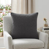 22" Charcoal Striped Cotton Throw Pillow