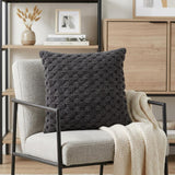 20" Charcoal Cotton Throw Pillow With Texture