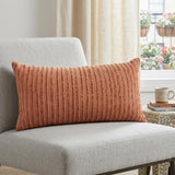 14" X 14" Terra Cotta Striped Cotton Blend Throw Pillow