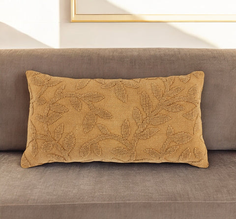 14" X 26" Pumpkin Cotton Lumbar Throw Pillow With Texture