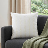 20" White Cotton Throw Pillow With Embroidery