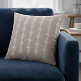 20" Pink and White Cotton Throw Pillow With Embroidery