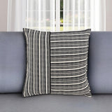 20" Black and White Cotton Pillow With Embroidery Edges