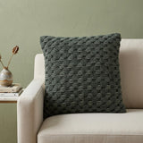 20" Dark Green Cotton Throw Pillow with Texture