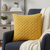 20" Yellow Cotton Throw Pillow With Texture