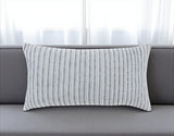 14" X 26" Gray Lumbar Striped Cotton Blend Throw Pillow